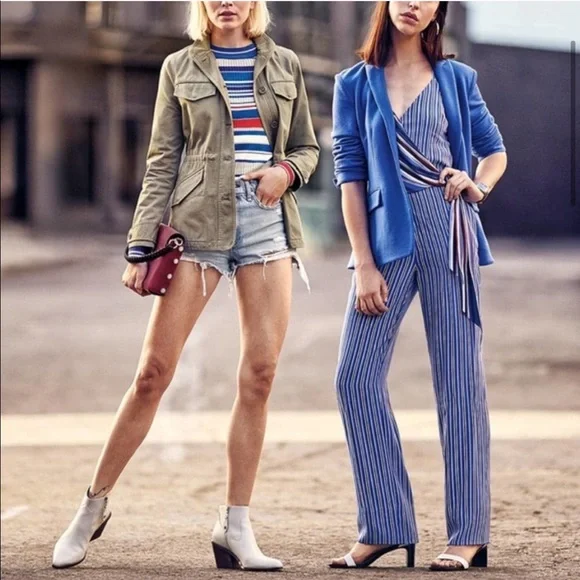 NEW Rag & Bone Felix Striped Blue Silk V Neck Jumpsuit $595 Size 0 - Picture 13 of 13